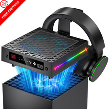 LED Display Auto Cooling Fan for Xbox Series X with 9 RGB Light Modes Black