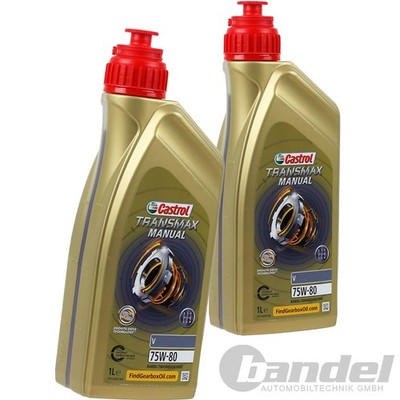 2x1L CASTROL TRANSMAX V 75W-80 GL-4 GETRIEBEÖL 5-& 6-Gang-SCHALTGETRIEBE für VW