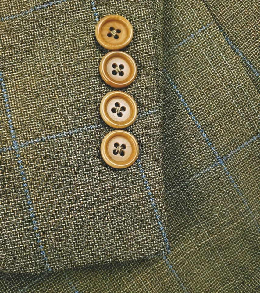 Abrigo deportivo de lana Samuelsohn 44R High Twist verde a cuadros lona completa Foto 4 de 4