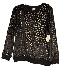 Womans Plush Top Size Lg (12-14) Dark Gray w/ Shinny Popcorn