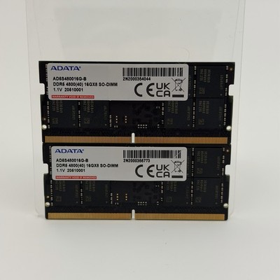 ADATA 32GB (2x16GB) 262-Pin DDR5 SO-DIMM DDR5 4800 Laptop RAM AD5S480016G-B