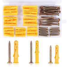 Image of 116 PCS Screws and Wall Plugs Set, (58 Masonry Self Tapping Screws, 58 Expansion