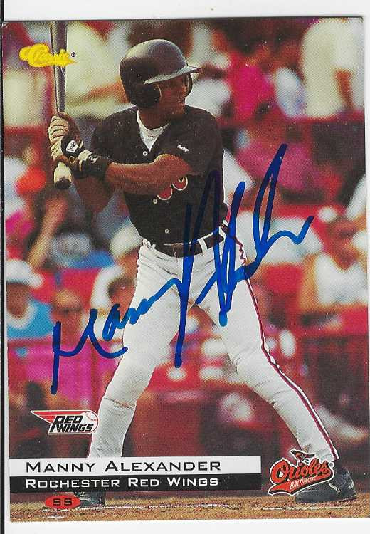Manny Alexander Rochester Red Wings Personally Autographed Card