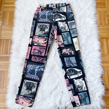 MOSCHINO woman Graphic Animal Print 2000's Denim Pants Sz 27 Made in Italy Y2K