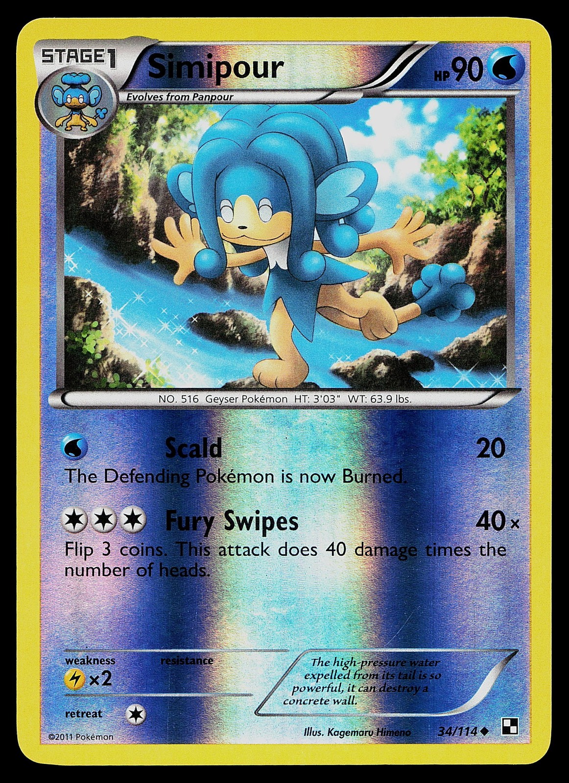 Pokemon Card - Simipour Black and White 34/114 Reverse Holo