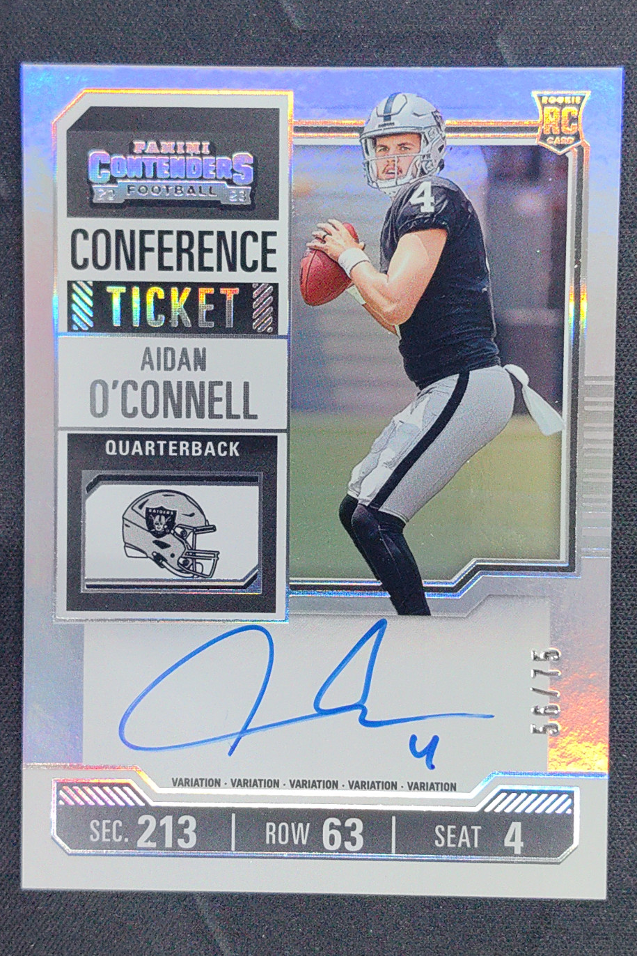 2023 Panini Contenders Aidan O’Connell Conference Ticket Variation Auto /75 #101