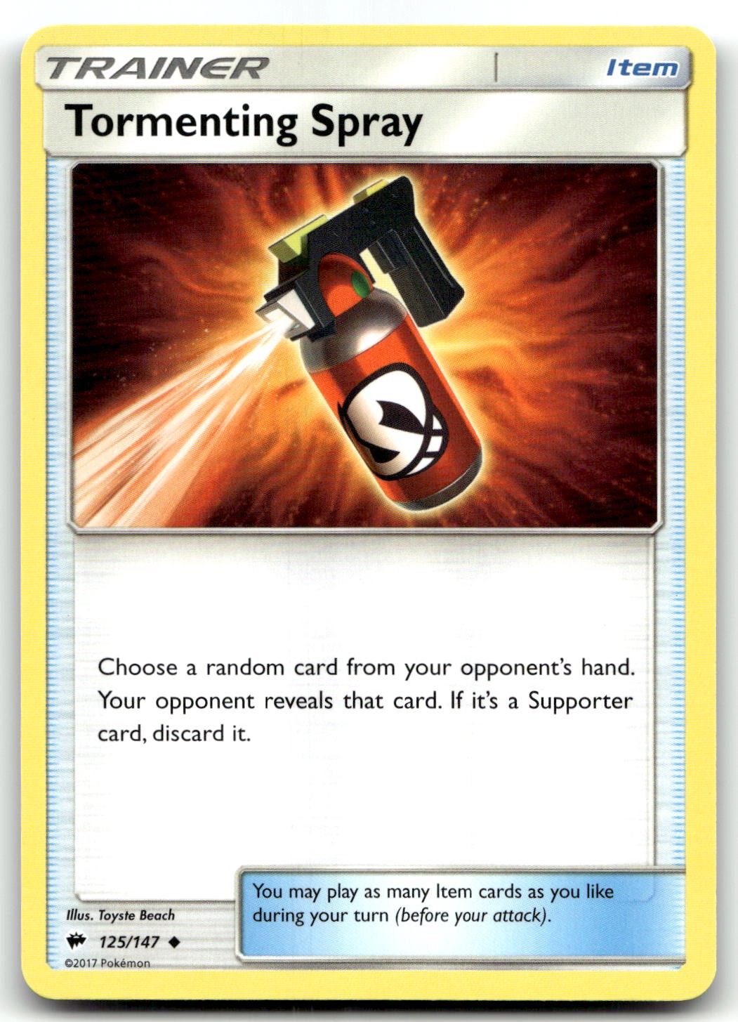 Tormenting Spray 125/147 SM - Burning Shadows Uncommon Normal Pokemon TCG NM