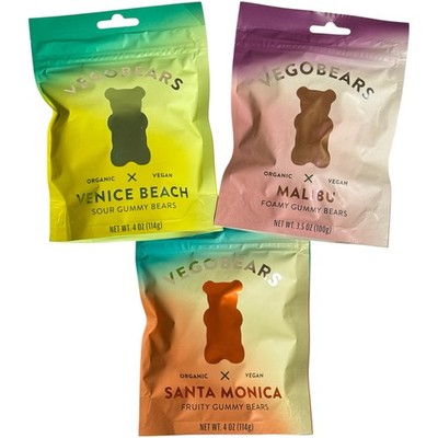 Vegobears Gummies Malibu Santa Monica Venice Foamy Sour Fruity Organic Snack Mix