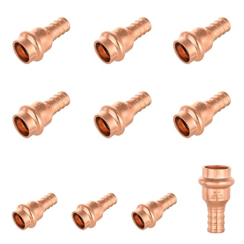 10 PCS Copper Press Adapter 1/2" PEX Crimp x 1/2" Press Plumbing Fitting