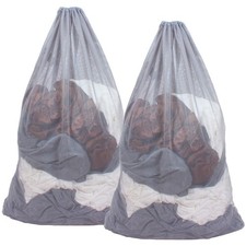 2 Pack Mesh Laundry Bags, 24 x 36 Inches Heavy Duty Drawstring Bag, Factories...