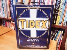 VINTAGE TIN LITHO 2 GALLON TIDEX SAE-40 MOTOR OIL ADVERTISING CAN
