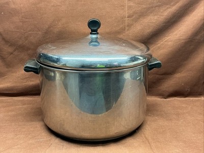 Vintage Farberware 8 Quart Aluminum Clad Stainless Steel Stock Pot w Lid USA