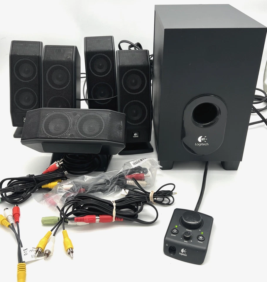 Logitech X-540 5.1 Surround Sound Speaker System With Subwoofer & Remote TESTED - Image 2 of 4
