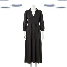 Ex Fat Face Women's Midi Dress Charcoal Jersey 3/4 Sleeve