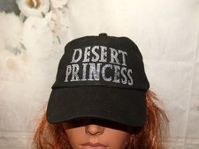 Women's Desert Princess Rhinestone Black Baseball Cap Hat OSFM NEW Made in USA