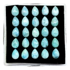 25 Pcs Natural Larimar 10x7mm Pear Loose Cabochon Gemstones Wholesale Lot