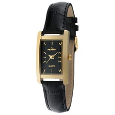 Peugeot Women's Classic 14Kt Gold Plated Watch, Rectangular Tank Shape Case w...