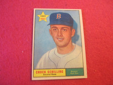 1961 TOPPS # 499 CHUCK SCHILLING RED SOX ROOKIE CARD VG/EX. rookie card picture