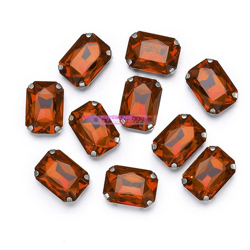 Cuentas sueltas pedrería traseras planas metal cristal cristal rectangular 10 un. - Imagen 24 de 25