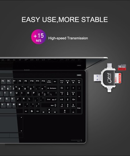 Adaptadores lectores de tarjetas de memoria de escritorio 4 en 1 para computadoras tabletas para iPhone Samsung - Imagen 7 de 8