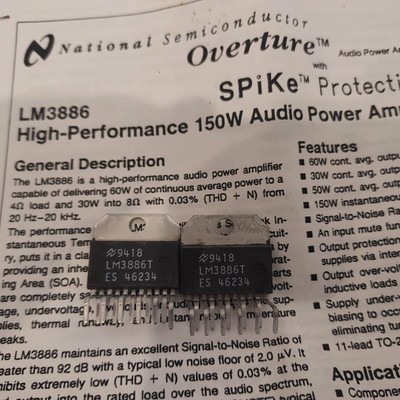 (2X) National Semiconductor LM3886T 150W Audio Pwr Amplifier