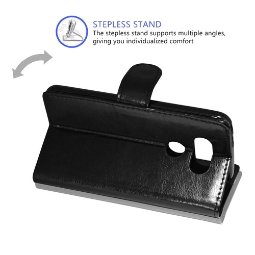 Schwarz Premium Leder Flip Case Ständer Tasche Hülle für verschiedene Handys LG Handy - Bild 3 von 8