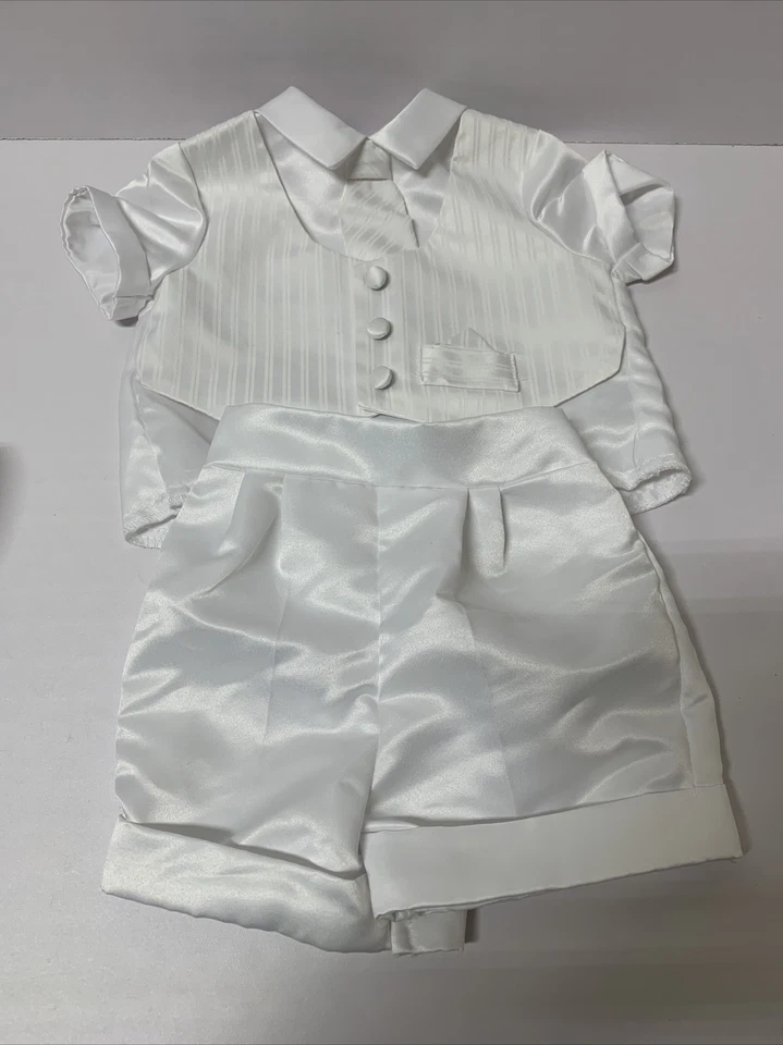 Baby Boy White 3 Pc Christening Baptism Set 6/9 Months - Image 2 of 4