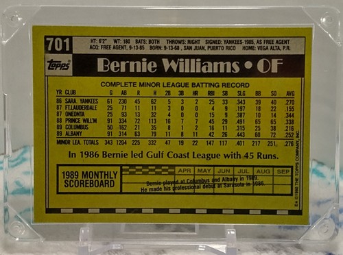 Carta Baseball Topps 1990 Bernie Williams #701 New York Yankees Rookie - Foto 2 di 4