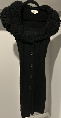 Hendi Women's Jacket Black Open Vest Long Jacket Size S/M