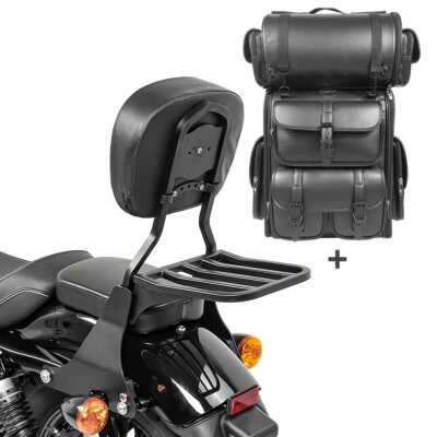 Sissybar SB1 + Hecktasche LX für Chopper / Custombikes Seventy-Two 13-16 schwarz