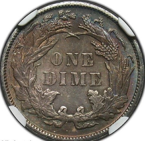 1884 SEATED LIBERTY DIME NGC MS 63 ABSOLUTELY GORGEOUS COLORATION RUNNING A FULL - Picture 5 of 7