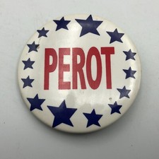 Ross Perot Campaign Button Pinback Pin Badge Patriotic 1992 Vintage RWB Stars