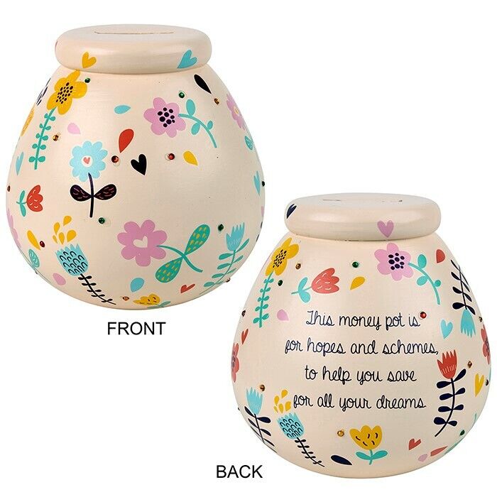  Breakable Pot Of Dreams Floral  Funds Money Bank Boxed k401028n