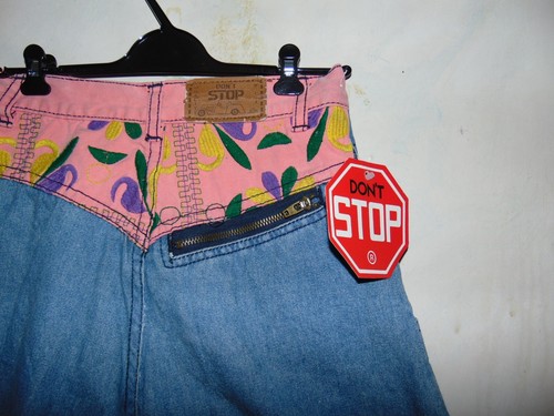 Rare NOS 80s 90s Don't Stop Int. High Waisted Youth Embroidered Denim Shorts 10 - Picture 9 of 12