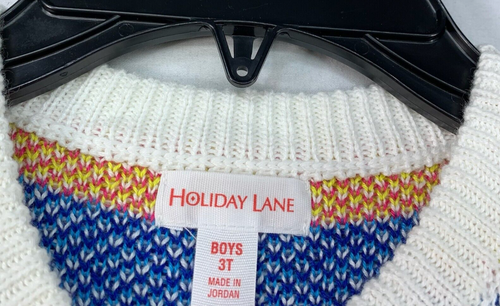 Holiday Lane Sweater Little Boy Size 3T Multicolor Fair Isle Long Sleeve New - Picture 3 of 7
