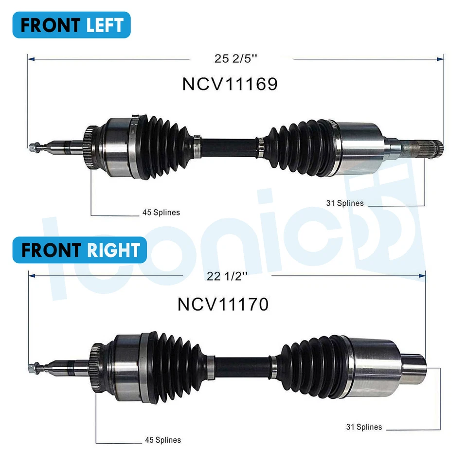 4WD RWD Front Pair CV Axle Shaft for 2015-2016 Ford F-150 2.7L 3.5L 5.0L - Image 2 of 4