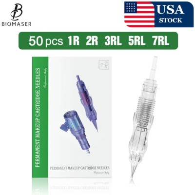 Biomaser 50PCS Screw Cartridges Tattoo Permanent Makeups Machine Tattoo Needles