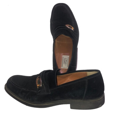 Gianni Versace Vintage Suede Loafers / Dress Shoes Size 10 Versace Black Suede Men main image 2
