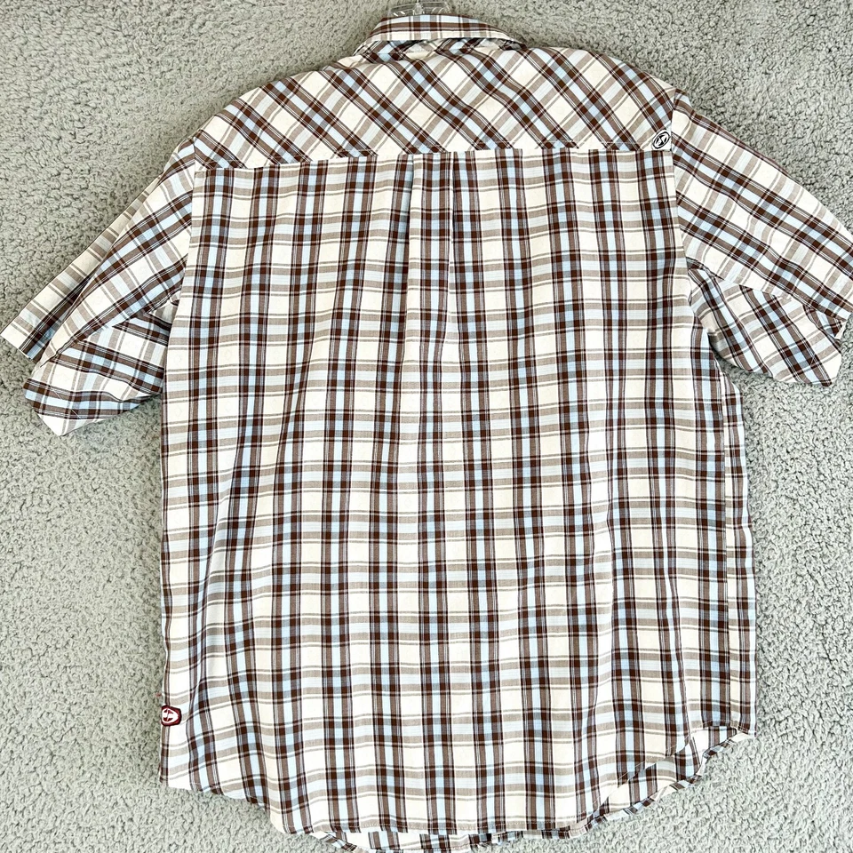 Vtg Split Skate Button Up Shirt L Mens Plaid Short Sleeve Y2K 2000s wear - Image 2 of 4