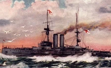 Royal Navy Battleship HMS King Edward VII Lovely Art Postcard c1910s