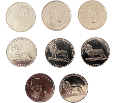 #ad Congo D.R. 4 Coins Set POPE Francs UNC World Coins $8.98