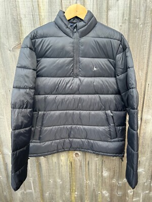 Jack Wills Kershaw Half Zip Pull Over Padded Coat Jacket Black Men's Brand  New UK
