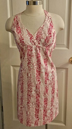 LILLY PULITZER VINTAGE LION FLORAL STRIPE HOT PINK WHITE HALTER DRESS SIZE 4 - 第 1/11 張圖片
