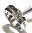 GIA 18k white gold 1.49ct princess diamond wide engagement ring 8.5g size 6.5 — photo 6