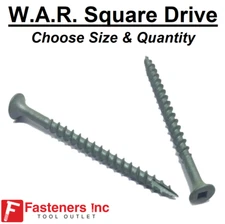 Drywall Decking Screws Square Drive W.A.R. Coat (Choose Size & Quantity)