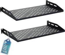 Server Vented Shelf 2-Pack, 19 10 Deep 1U Rack Tray, Cantilever Mount - Black