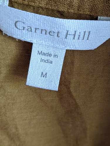 Garnet Hill Gauze Shirt Dress Dark Mustard Size M - Picture 3 of 4