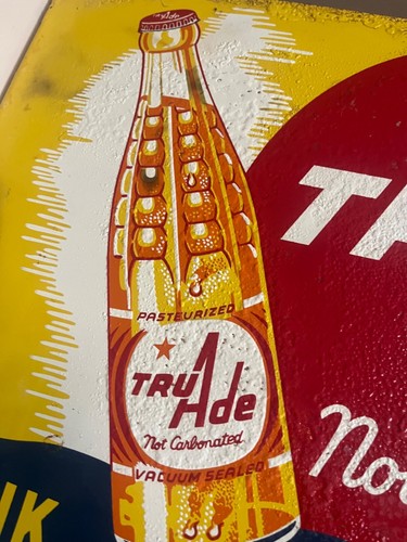 Vintage Original 1952 Tru Ade Advertising Metal Flange Sign - Picture 8 of 13