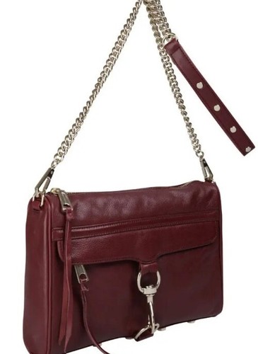 Rebecca Minkoff Mini Mac Burgundy Leather Chain Shoulder Strap Bag Clutch! - Picture 4 of 5