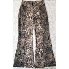 Casadei Vintage 90s Pants Large Flare Lace Floral Beige Y2k 2000s